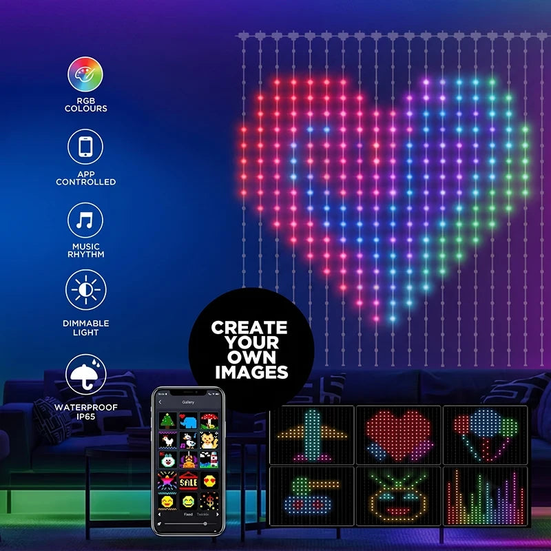App-Controlled RGB Curtain Lights
